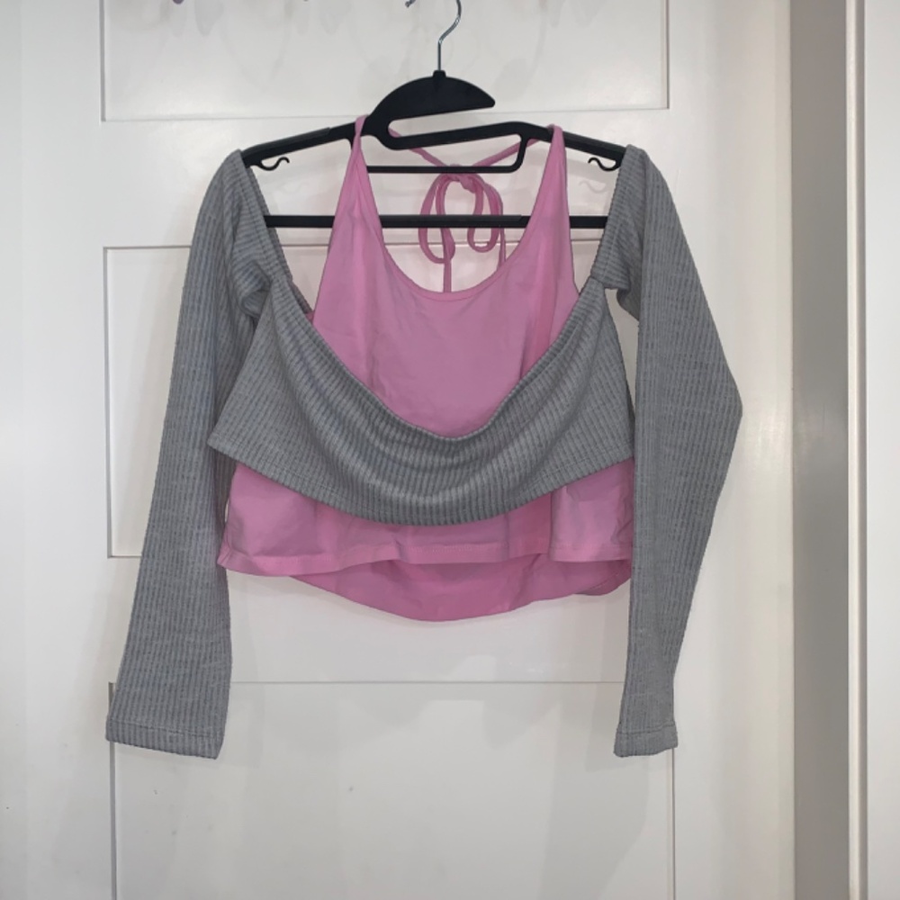 asos design double layer ballet top in pink